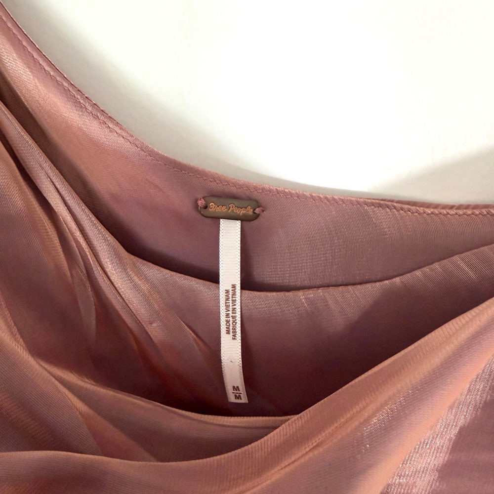 Free People Shimmy Shimmy Mauve Pink Metallic One-Shoulder Top Women's Medium - Picture 5 of 9